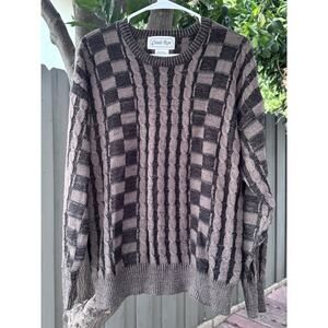 Vintage Claude Rene’ 80s-90s Brown Cable Knit Sweater Size L